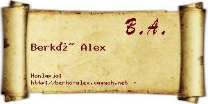 Berkó Alex névjegykártya