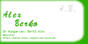 alex berko business card